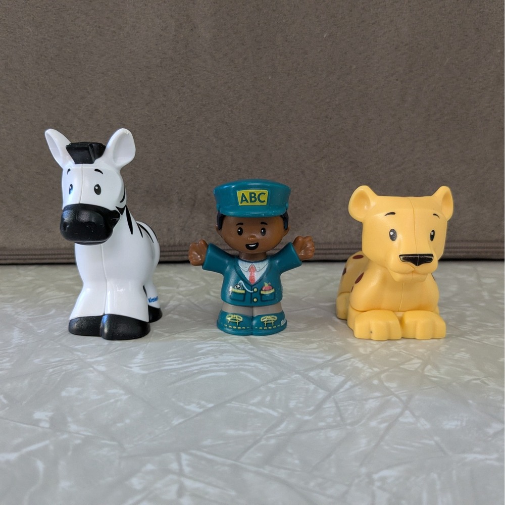 Fisher Price Little People ABC Train Figures Conductor Zebra Leopard Cheetah 3pc